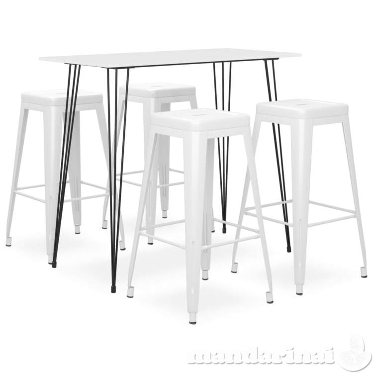 Baro baldų komplektas, 5 dalių, baltos spalvos