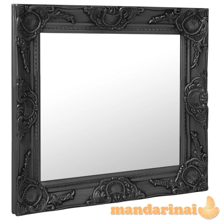 Sieninis veidrodis, juodos spalvos, 60x60cm, barokinis stilius