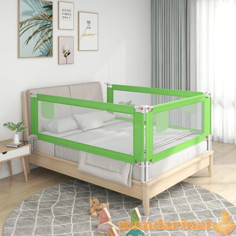 Apsauginis turėklas vaiko lovai, žalias, 190x25cm, audinys