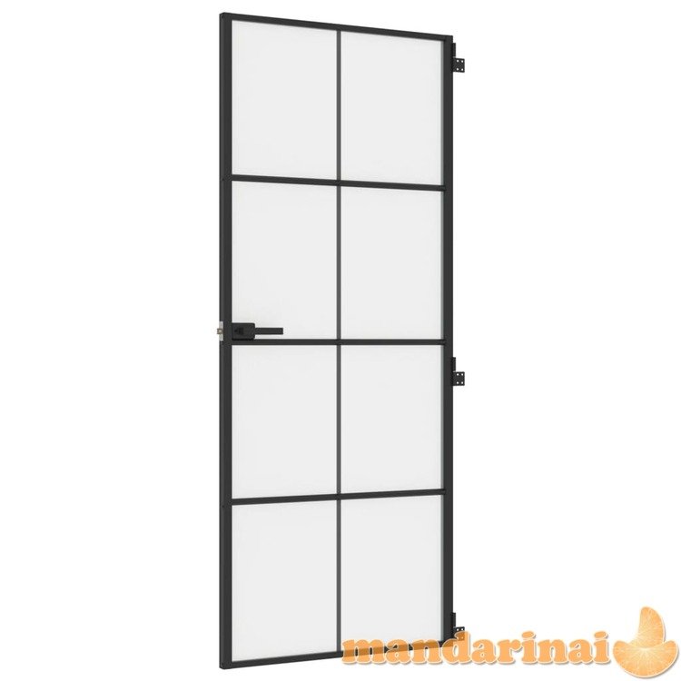 Vidaus durys, juodos, 83x201,5cm, grūdintas stiklas/aliuminis