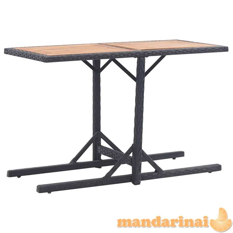 Sodo stalas, juoda, akacijos medienos masyvas, poliratanas