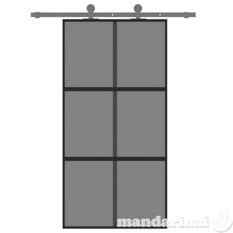 Stumdomos durys, juodos, 102,5x205cm, stiklas ir aliuminis