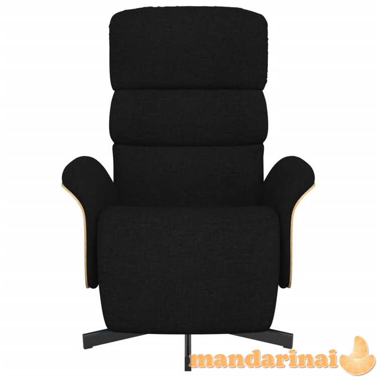 Atlošiama kėdė su pakoja, juodos spalvos, audinys