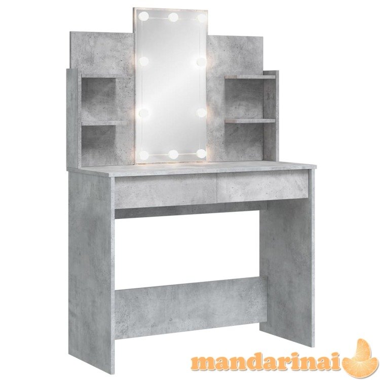 Kosmetinis staliukas su led lemputėmis, betono, 96x40x142cm