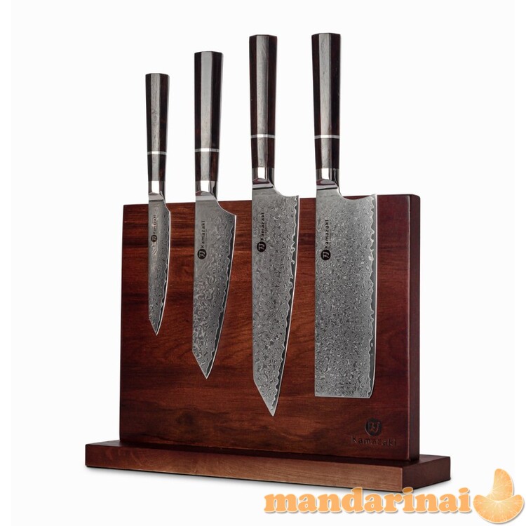 Damasko plieno peilių rinkinys su stovu KAMAZAKI 