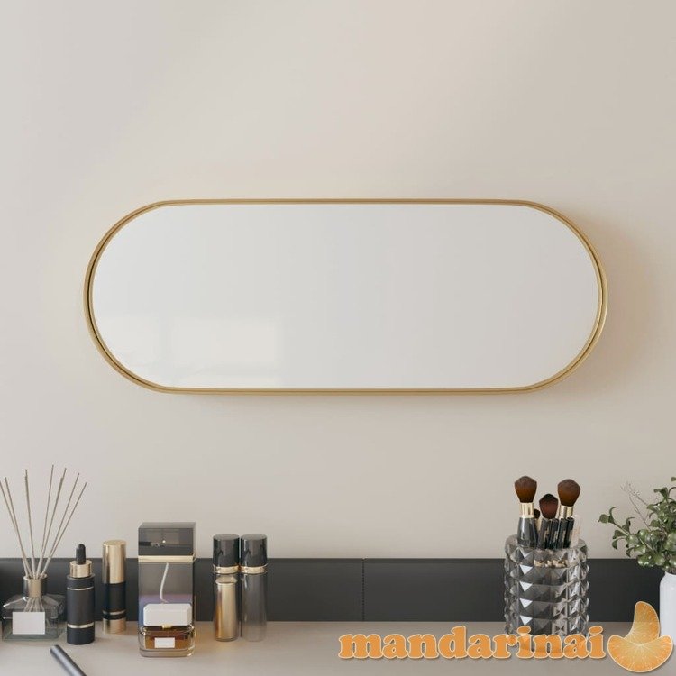 Prie sienos montuojamas veidrodis, auksinis, 15x40cm, ovalus
