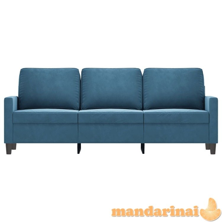 Trivietė sofa, mėlynos spalvos, 180cm, aksomas