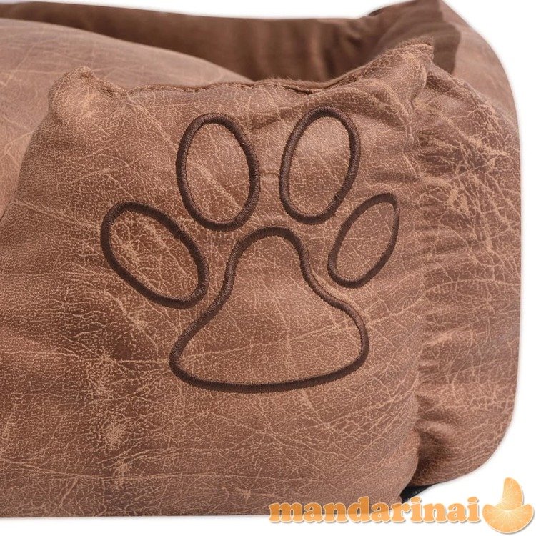 Šuns guolis su pagalvėle, pu, dirbtinė oda dydis m, smėlinis