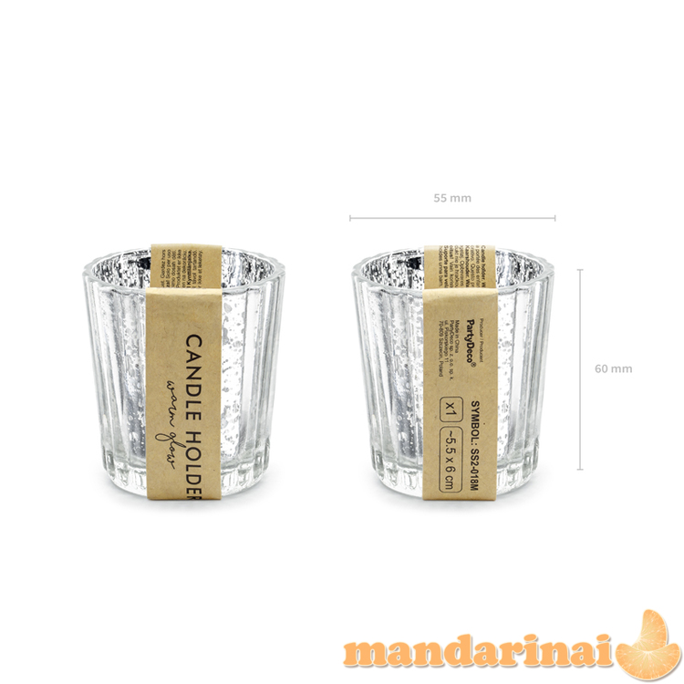 Candle holder, silver, 6cm (1 pkt / 4 pc.)