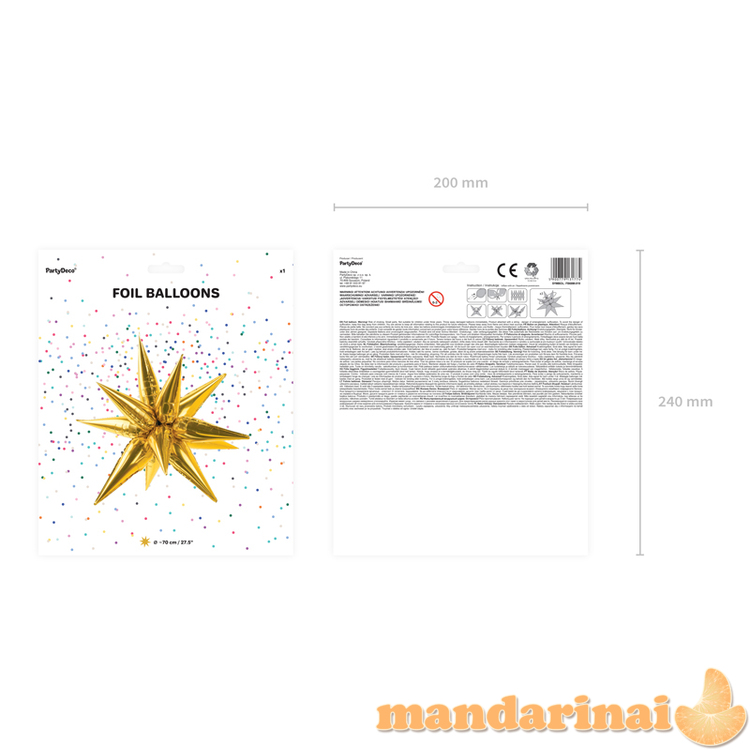 Foil balloon Star 3D, 70cm, gold 1