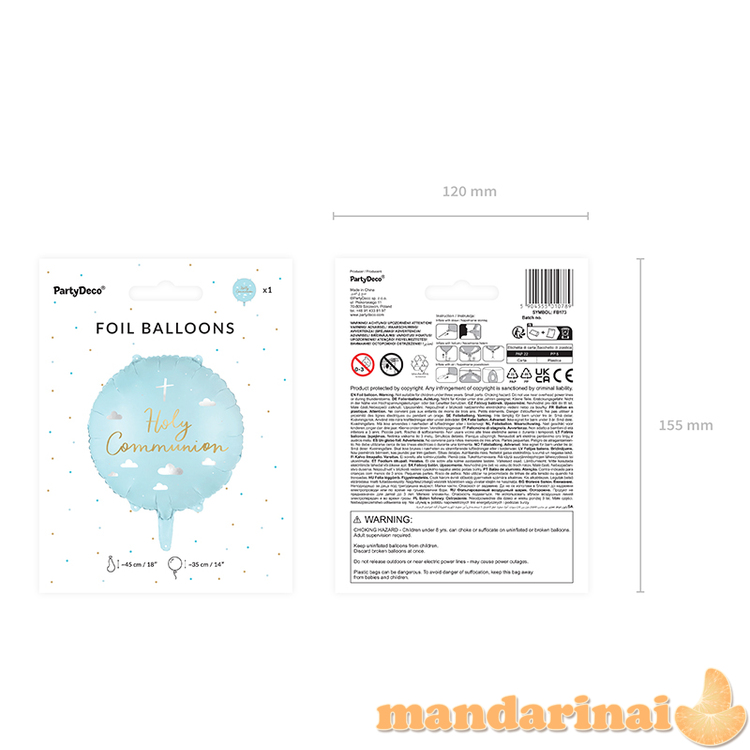 Foil balloon   Holy Communion  , 45 cm, mix 1