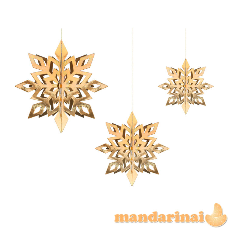 Hanging decoration Snowflakes, gold, 15-25cm (1 pkt / 6 pc.)