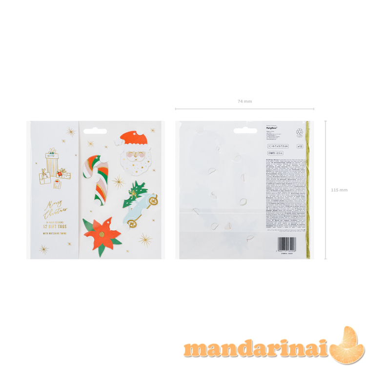 Gift tags Santa, mix (1 pkt / 12 pc.) 2