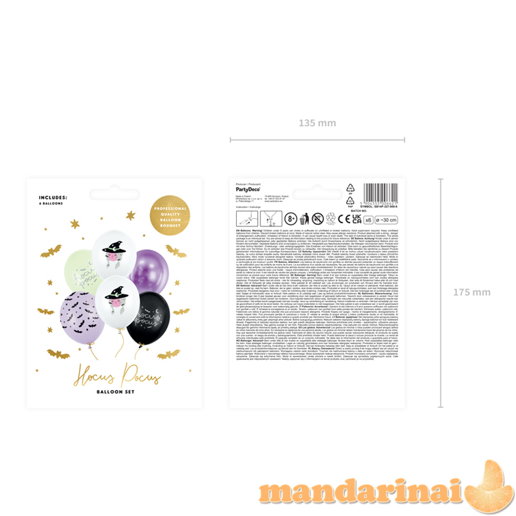 Balloons 30 cm, Witch, mix (1 pkt / 6 pc.) 1