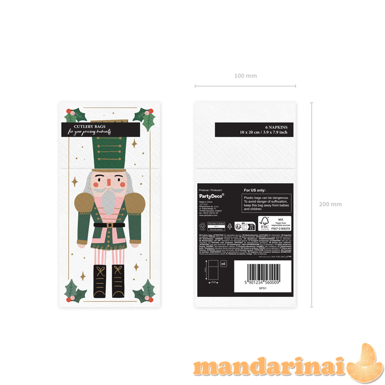 Cutlery bag Nutcracker, 10x20 cm, mix (1 pkt / 6 pc.) 5