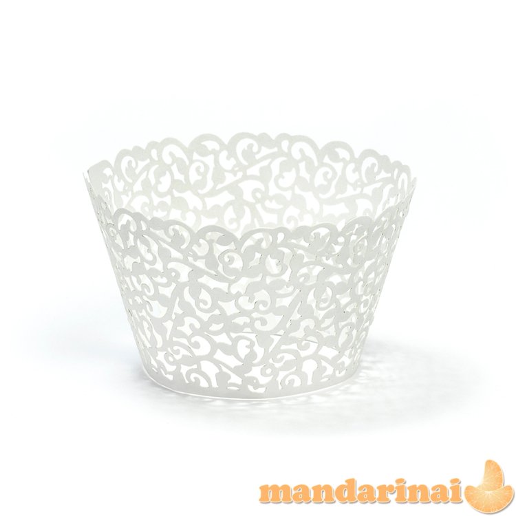 Cupcake wrappers, white, 5.5 x 8.5cm (1 pkt / 10 pc.)