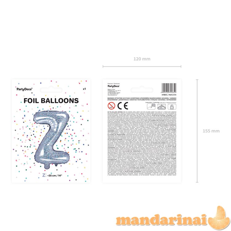 Foil Balloon Letter   Z  , 35cm, holographic