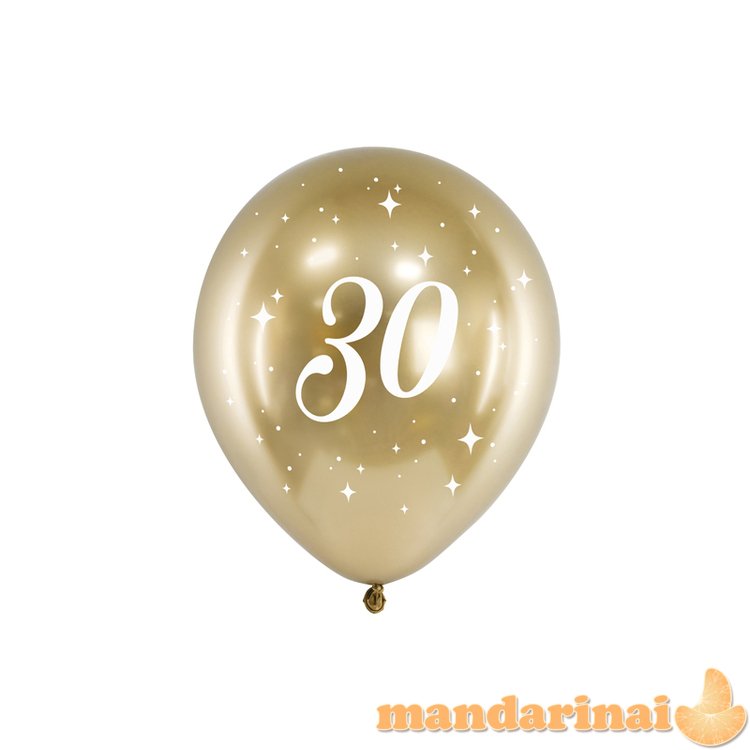 Glossy Balloons 30cm, 30, gold (1 pkt / 6 pc.)