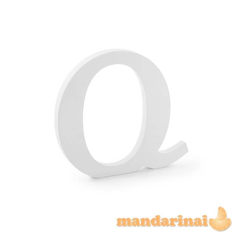 Wooden letter Q, white, 22.5x20.5cm