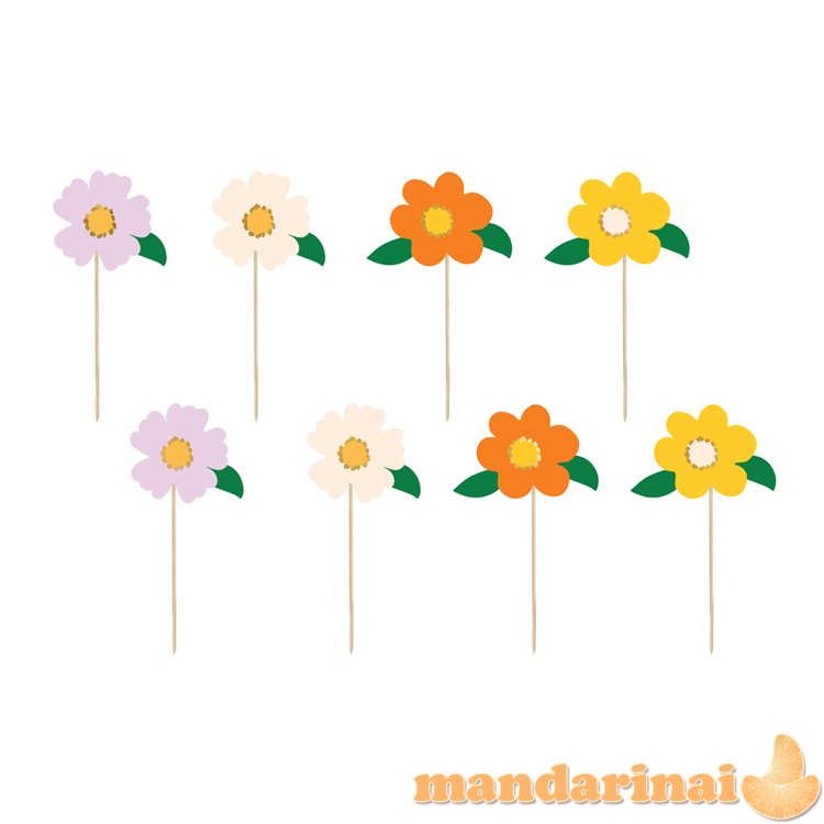 Cake toppers Flowers, mix, 13 cm (1 pkt / 8 pc.)