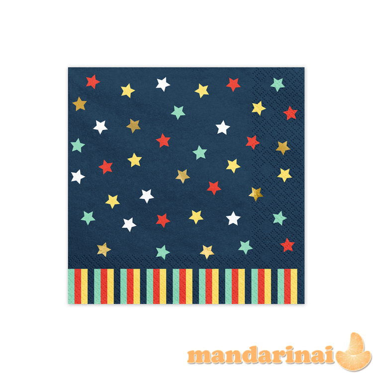 Napkins Stars, 33x33 cm, navy blue (1 pkt / 12 pc.)