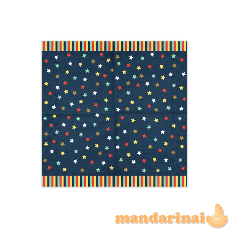 Napkins Stars, 33x33 cm, navy blue (1 pkt / 12 pc.)