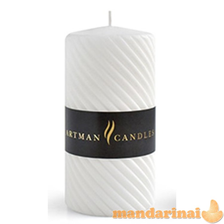 CAROLINE MAT žvakė, vidutinio cilindro formos, 7x14 cm, balta, parafino.
