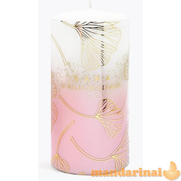 SARA žvakė vidutinio dydžio cilindro formos 7xh14cm rožinė parafinas
