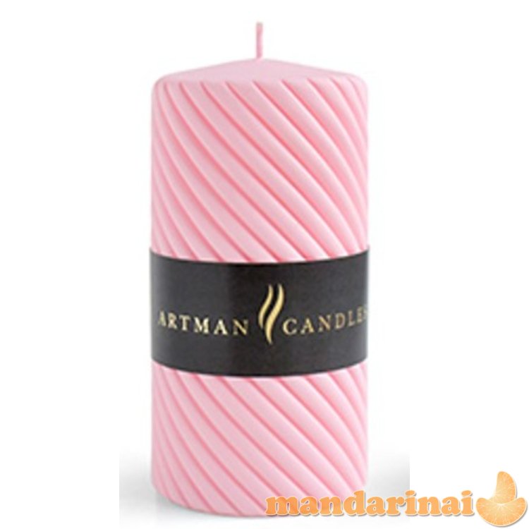 CAROLINE MAT maža cilindro formos žvakė, 7x10cm, rožinė, parafino