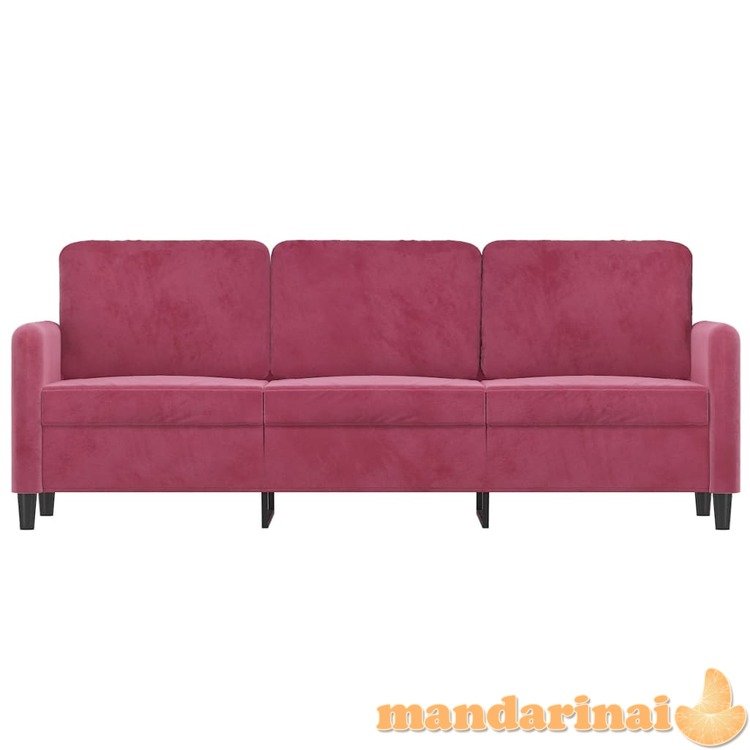 Trivietė sofa, raudonojo vyno spalvos, 180cm, aksomas