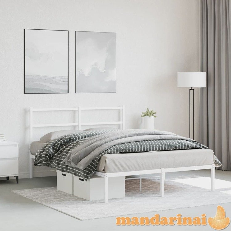 Metalinis lovos rėmas su galvūgaliu, baltos spalvos, 140x190cm