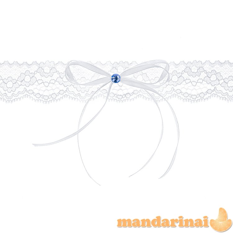 Lace garter with a ribbon, white