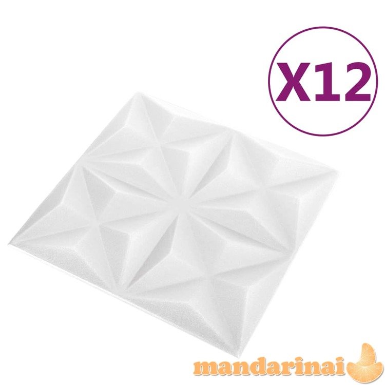 3d sienų plokštės, 12vnt., origami baltos, 50x50cm, 3m²