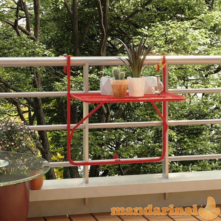 Balkono staliukas, raudonos spalvos, 60x40cm, plienas