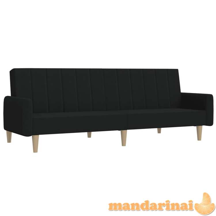 Dvivietė sofa-lova, juodos spalvos, audinys