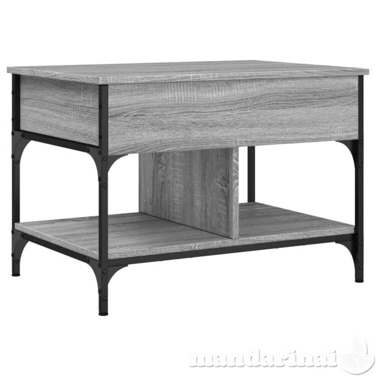 Kavos staliukas, pilkas ąžuolo, 70x50x50cm, mediena ir metalas
