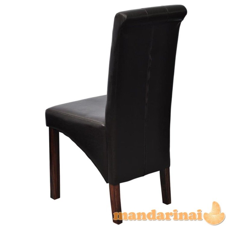 Valgomojo kėdės, 4vnt., rudos spalvos, dirbtinė oda