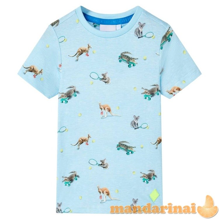 Vaikiški marškinėliai, šviesios mėlynos spalvos mišinys, 140 dydžio
