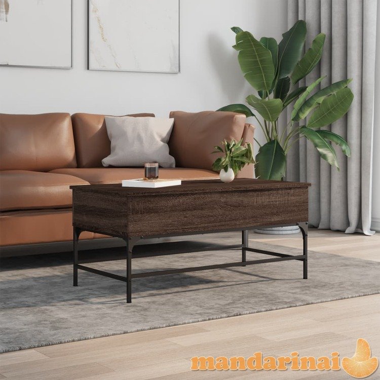 Kavos staliukas, rudas ąžuolo, 100x50x45cm, mediena/metalas