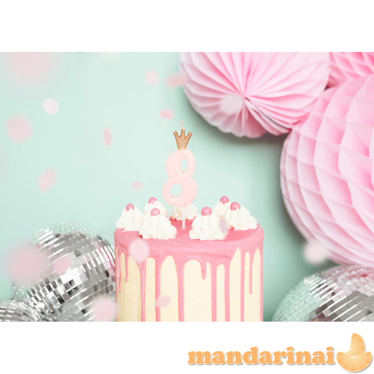 Birthday candle Number 8, light pink, 9.5cm 4