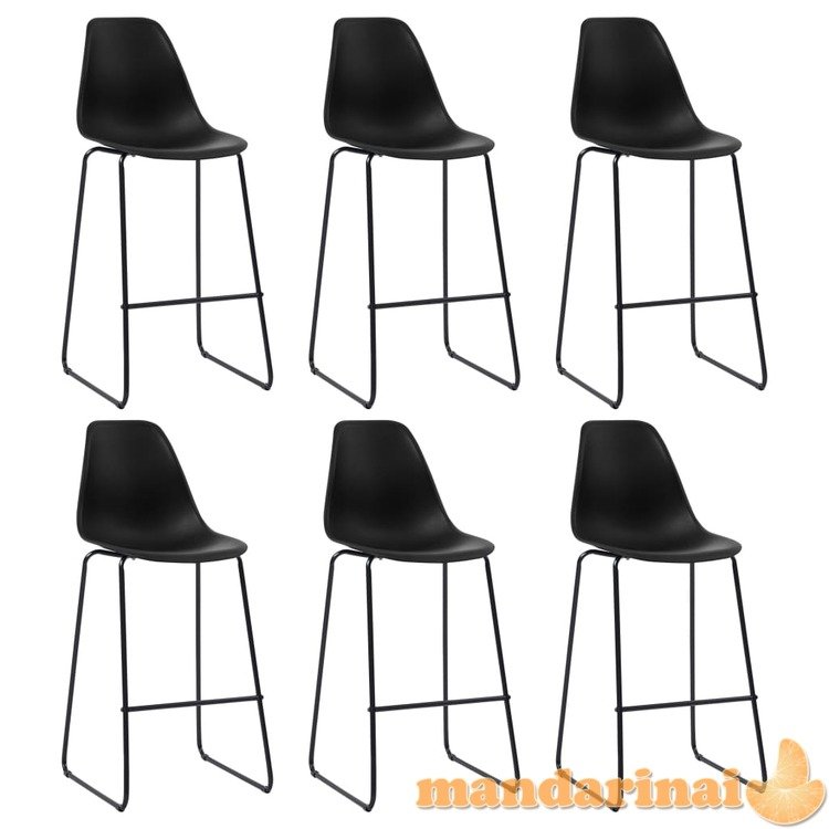 Baro kėdės, 6 vnt., juodos spalvos, plastikas (281501+281502)