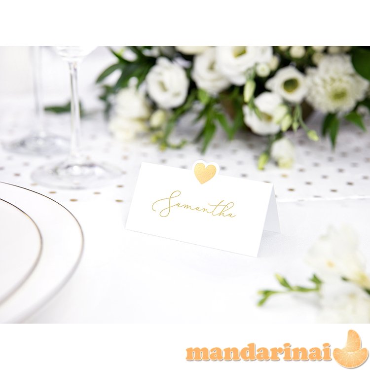 Place cards - Heart, gold, 10x5cm (1 pkt / 10 pc.)