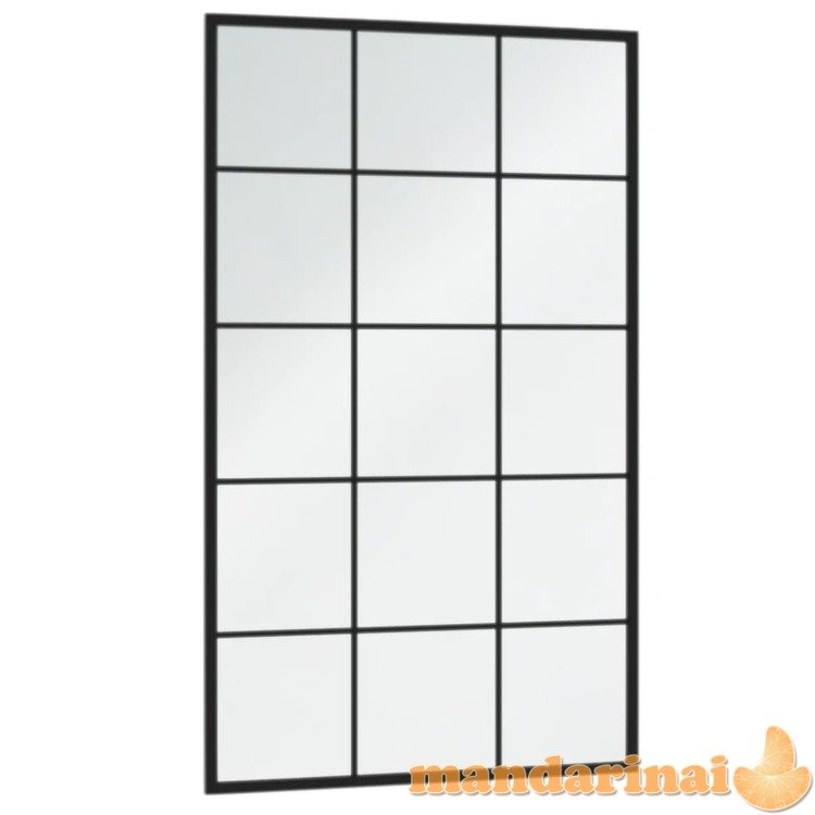 Sieniniai veidrodžiai, 4vnt., juodos spalvos, 100x60cm, metalas