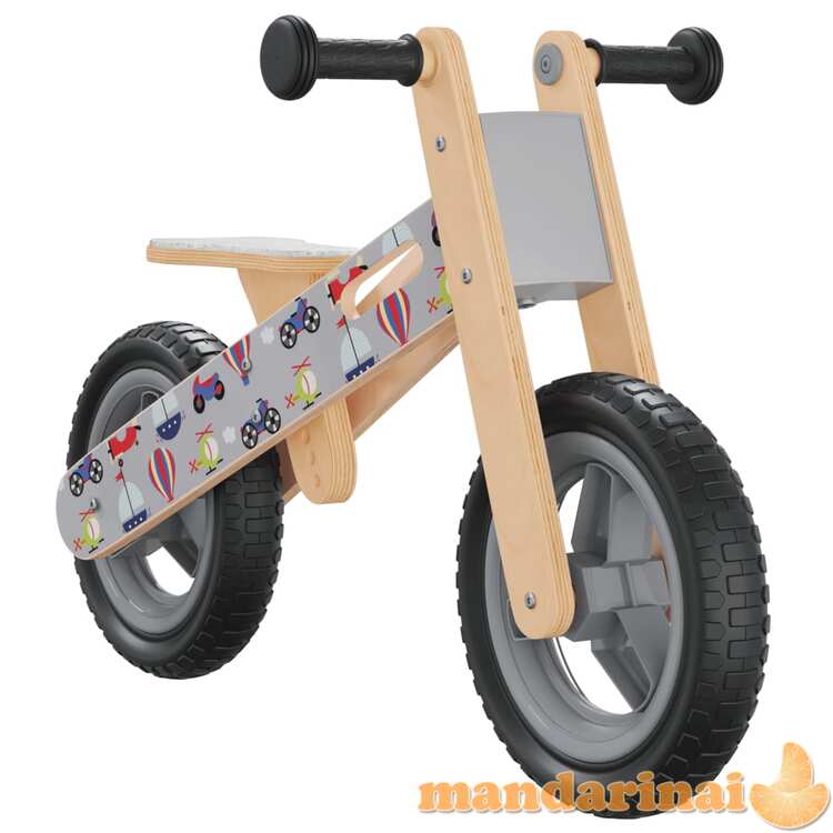 Vaikiškas balansinis dviratis, pilkos spalvos, su spaudiniais