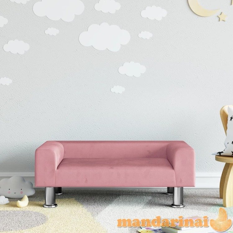 Vaikiška sofa, rožinės spalvos, 70x45x26,5cm, aksomas
