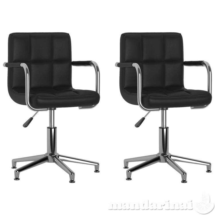 Pasukamos valgomojo kėdės, 2vnt., juodos spalvos, dirbtinė oda