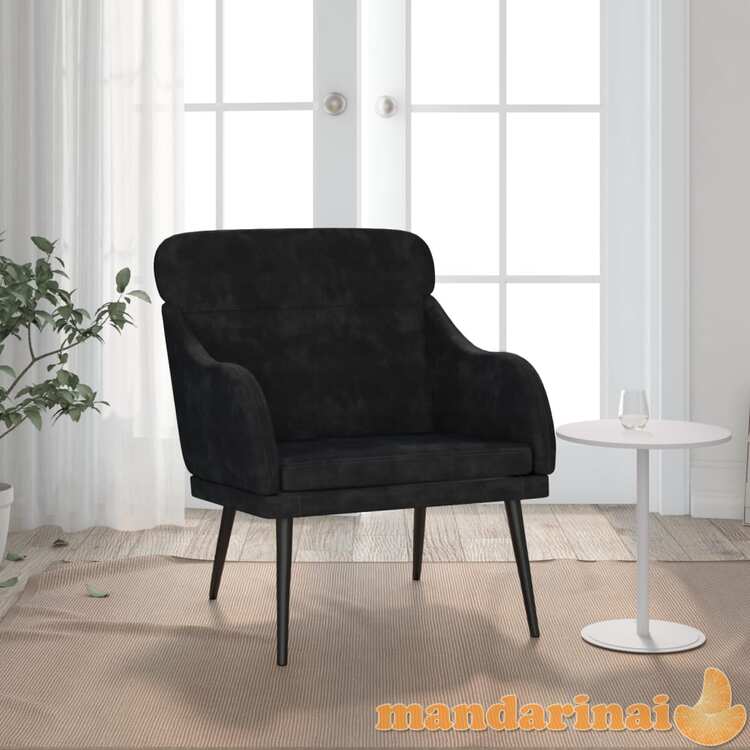 Krėslas, juodos spalvos, 63x76x80cm, aksomas