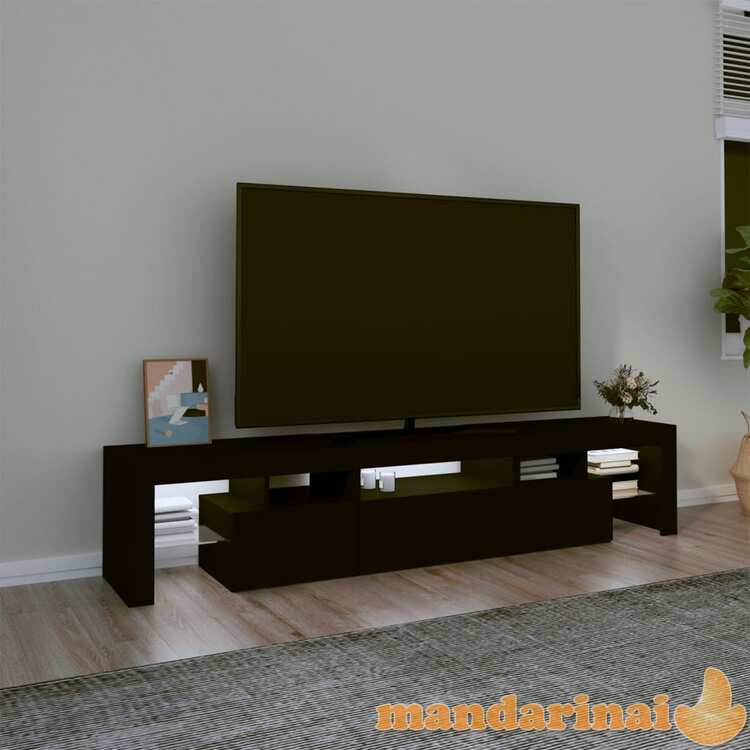 Televizoriaus spintelė su led apšvietimu, juoda, 200x36,5x40cm