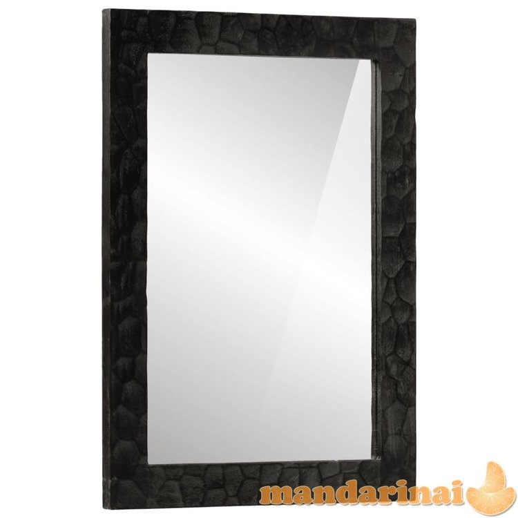 Vonios veidrodis, juodas, 50x70x2,5cm, mango masyvas ir stiklas