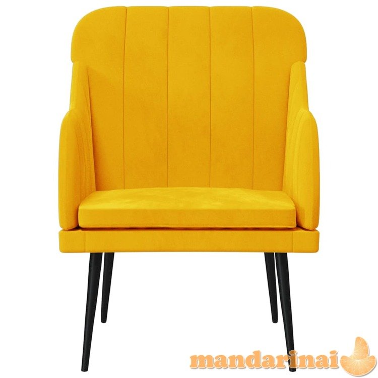 Krėslas, geltonos spalvos, 63x76x80cm, aksomas